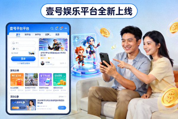 壹号娱乐平台全新上线宣传主视觉图，展示现代简洁的网页界面和愉快的用户体验场景