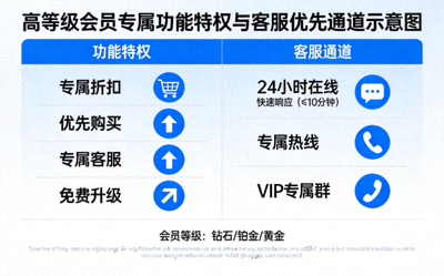 高等级会员专属功能特权与客服优先通道示意图