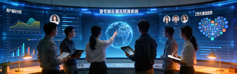 壹号娱乐数据分析团队利用大数据屏幕进行潮流预测的工作场景