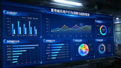 壹号娱乐数据分析中心大屏，展示用户行为洞察与趋势预测的可视化图表