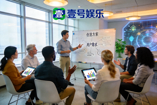 壹号娱乐团队协作共创未来的概念图片，展示多元化团队在现代化办公室中 brainstorming 的场景
